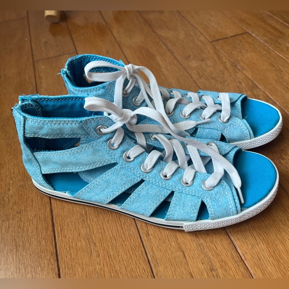 Chuck Taylor High Top Gladiator Sandals Sneakers Women’s Size 7.5 Blue - Picture 1 of 8